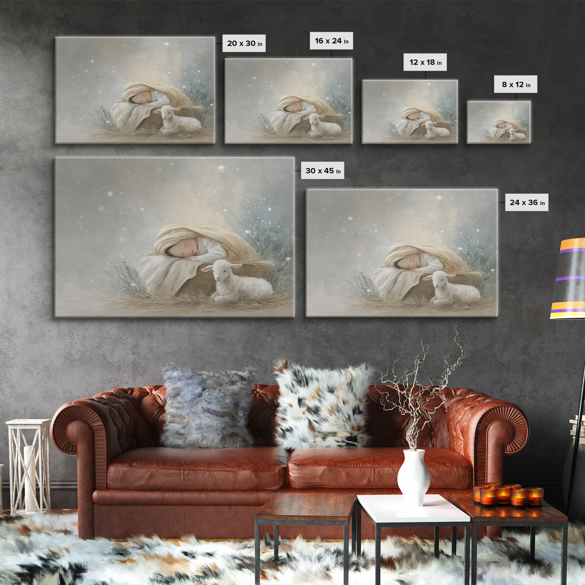 Heavenly Manger – Framed Canvas Print – Christian Wall Art – Christian Art Canvas – Jesus Painting – Christmas Wall Art – Christian Art