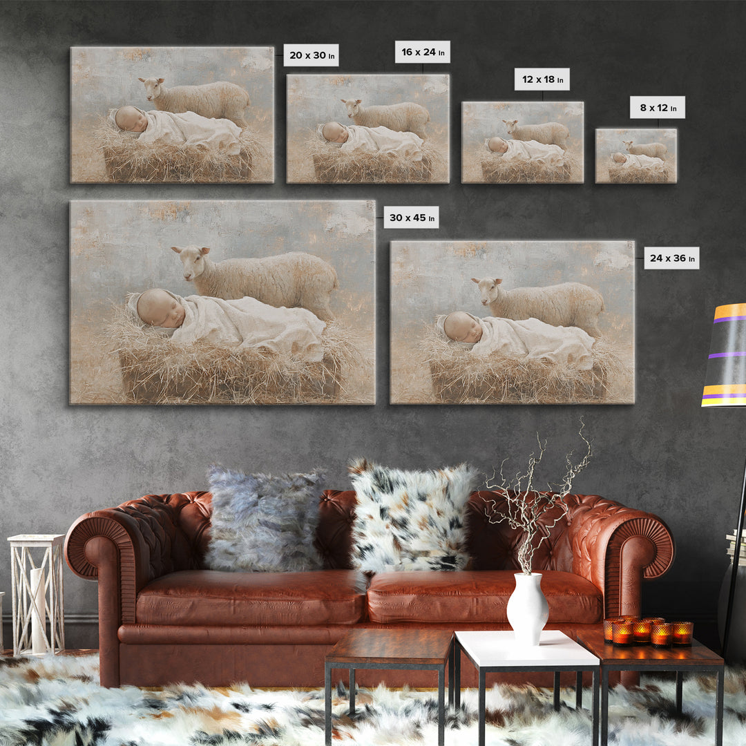 Lamb of Light – Framed Canvas Print – Christian Art – Christmas Wall Art – Christian Art Canvas – Christian Wall Art – Jesus Painting