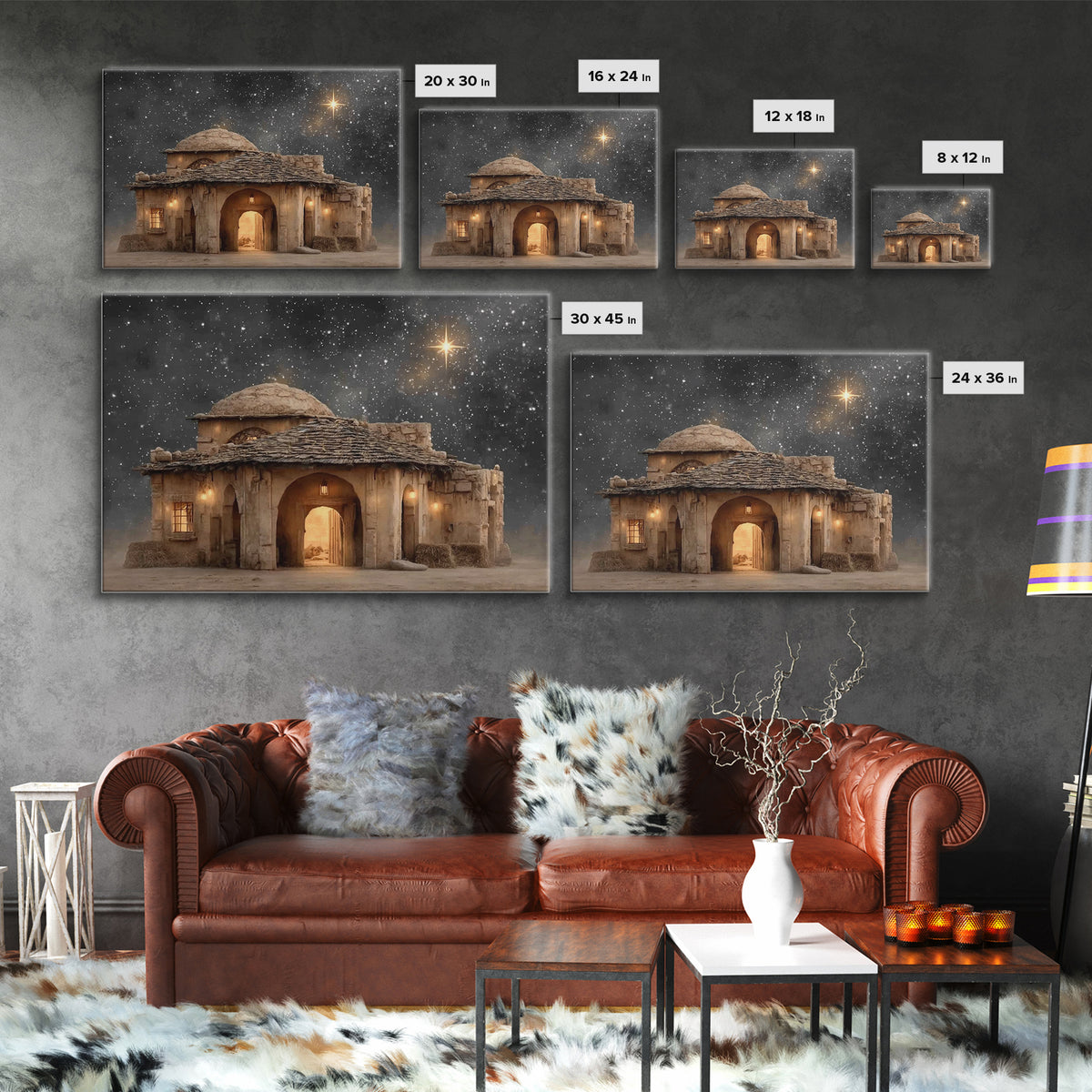 Bethlehem Night – Framed Canvas Print – Christian Art Canvas – Christmas Wall Art – Christian Christmas Art – Modern Christian Art