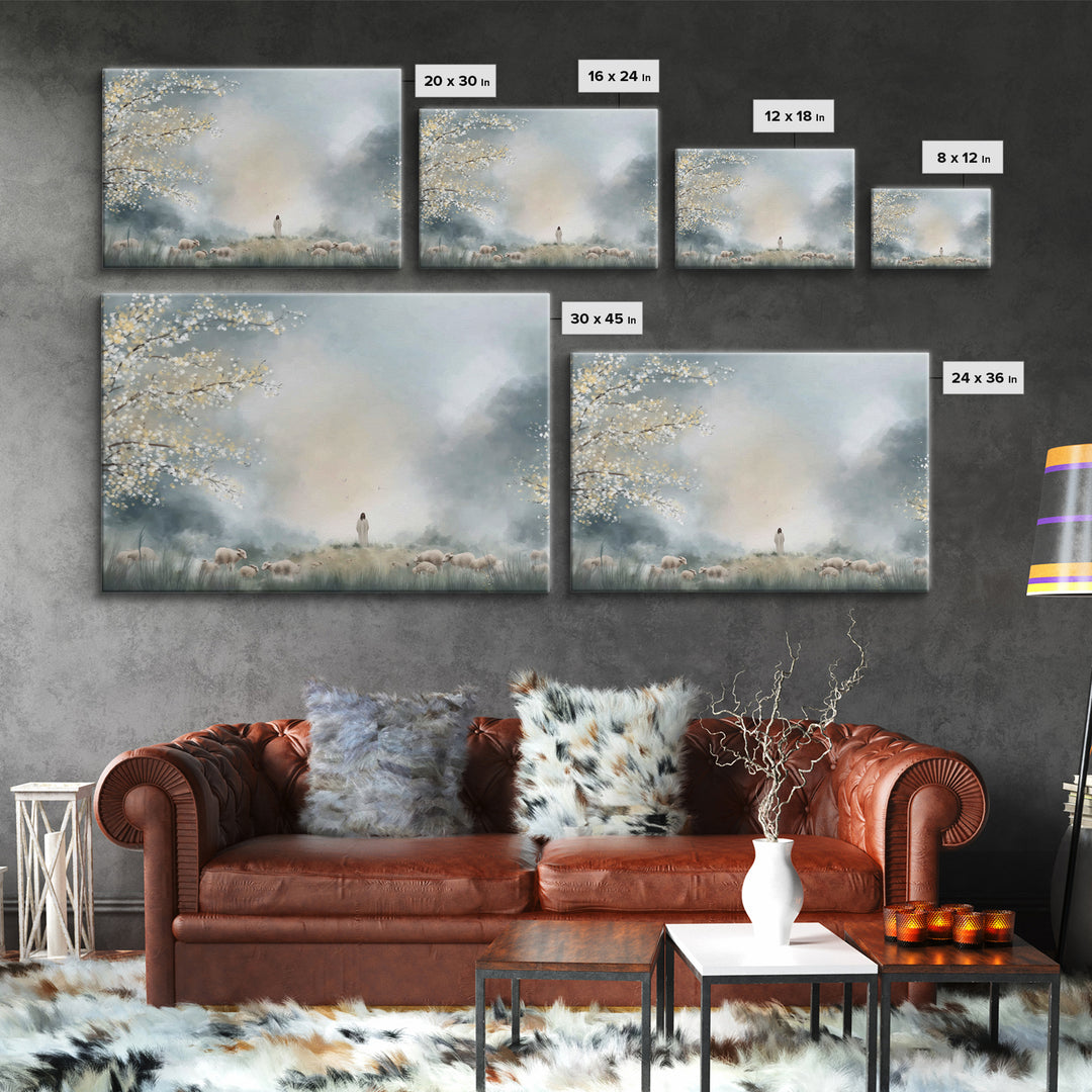 Pasture Of Light – Framed Canvas Print – Christian Wall Art – Christian Art Print – Jesus Painting – Modern Christian Art – Christian Decor