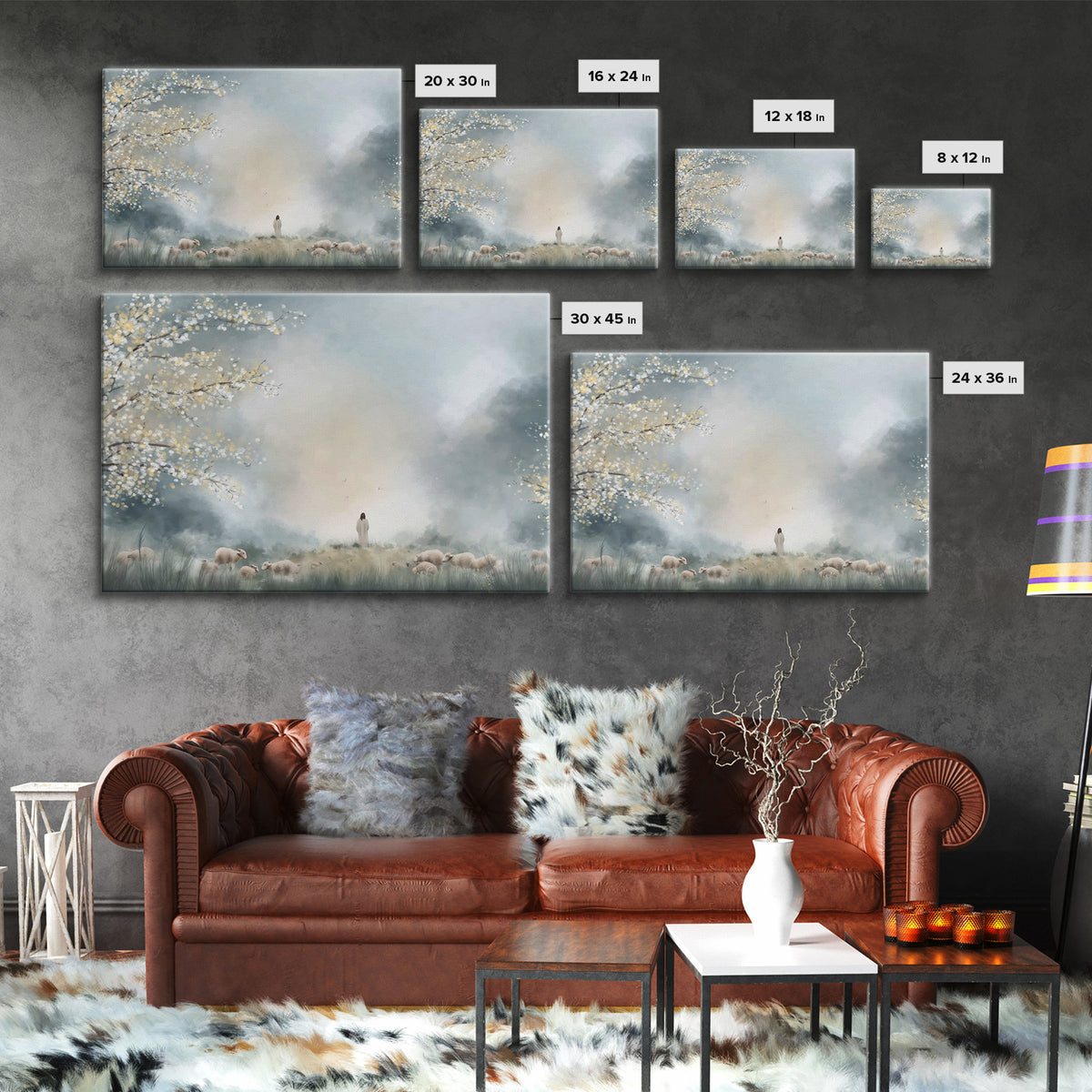 Pasture Of Light – Framed Canvas Print – Christian Wall Art – Christian Art Print – Jesus Painting – Modern Christian Art – Christian Decor