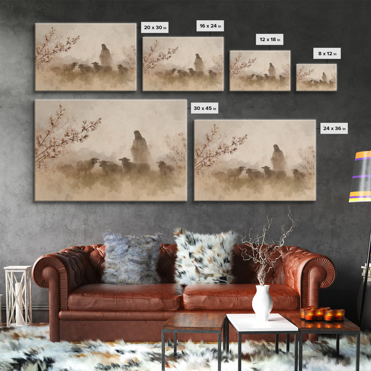Guardian Of The Flock – Framed Canvas Print – Christian Art Canvas – Christian Wall Art – Christian Painting – Modern Christian Art – Chris