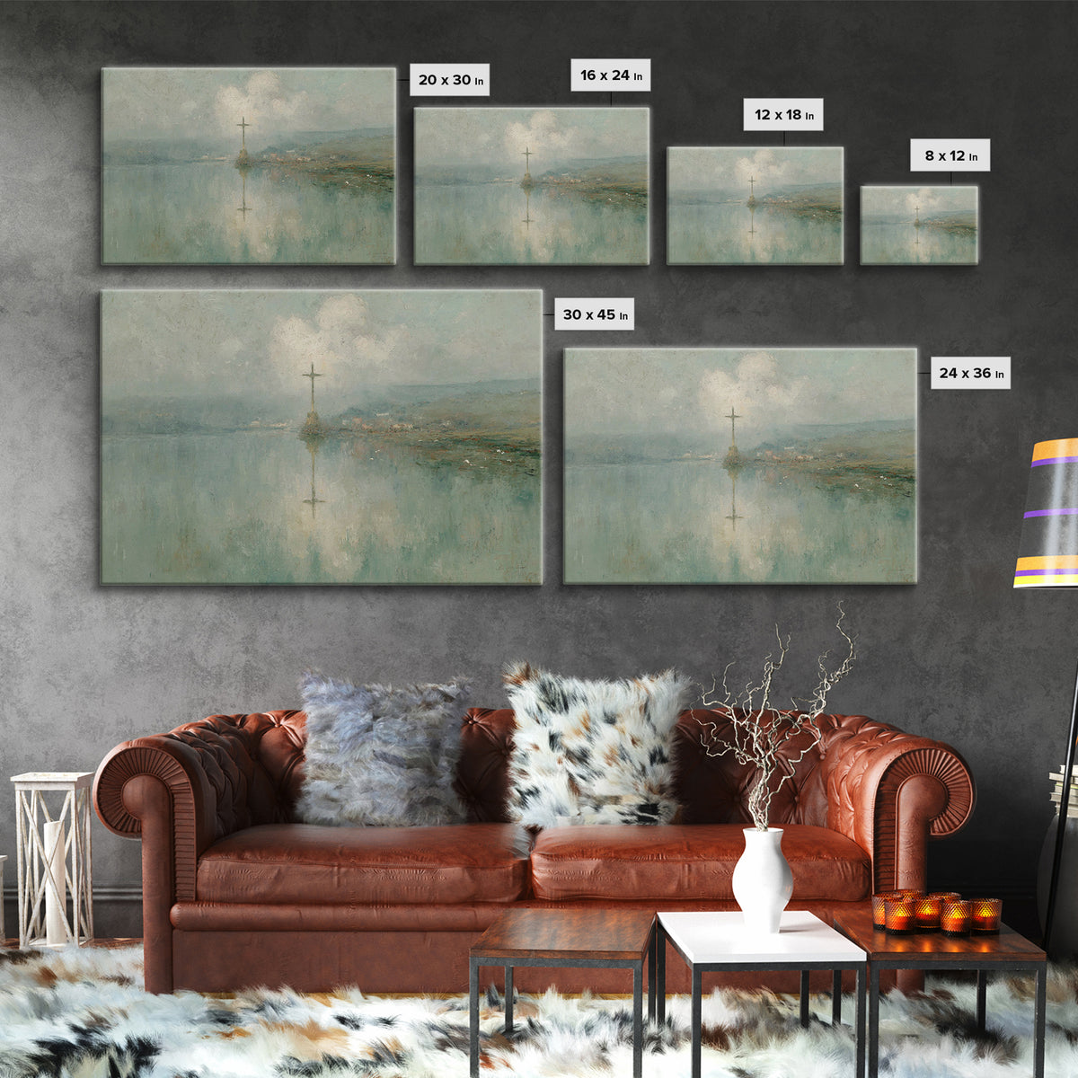 Cross Of Still Waters – Framed Canvas Print – Christian Wall Art – Christian Art Canvas – Subtle Christian Art – Christian Painting – Chris