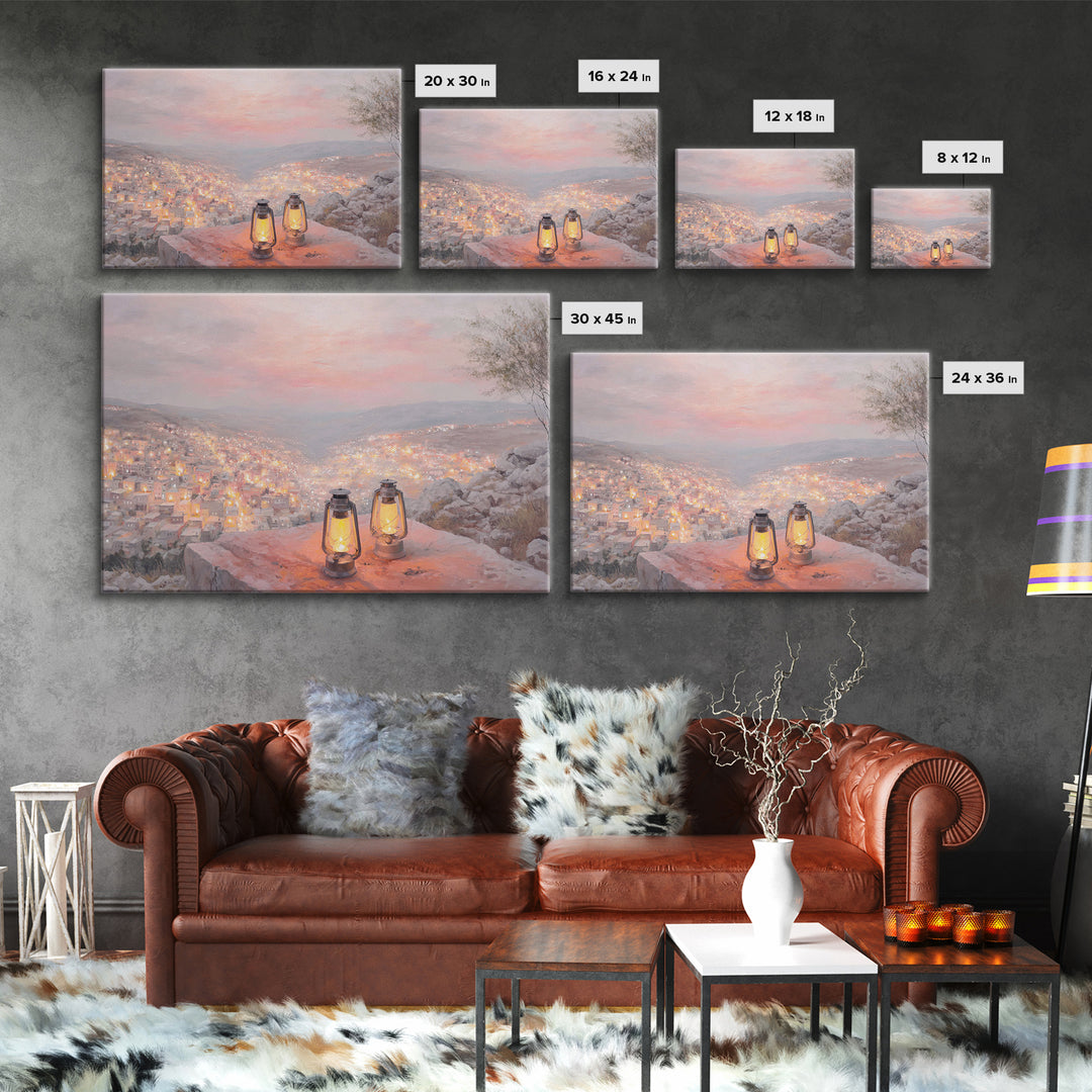 Hillside Glow – Framed Canvas Print – Christian Wall Art – Christmas Art – Christian Art Canvas – Christian Gift – Modern Christian Paintin