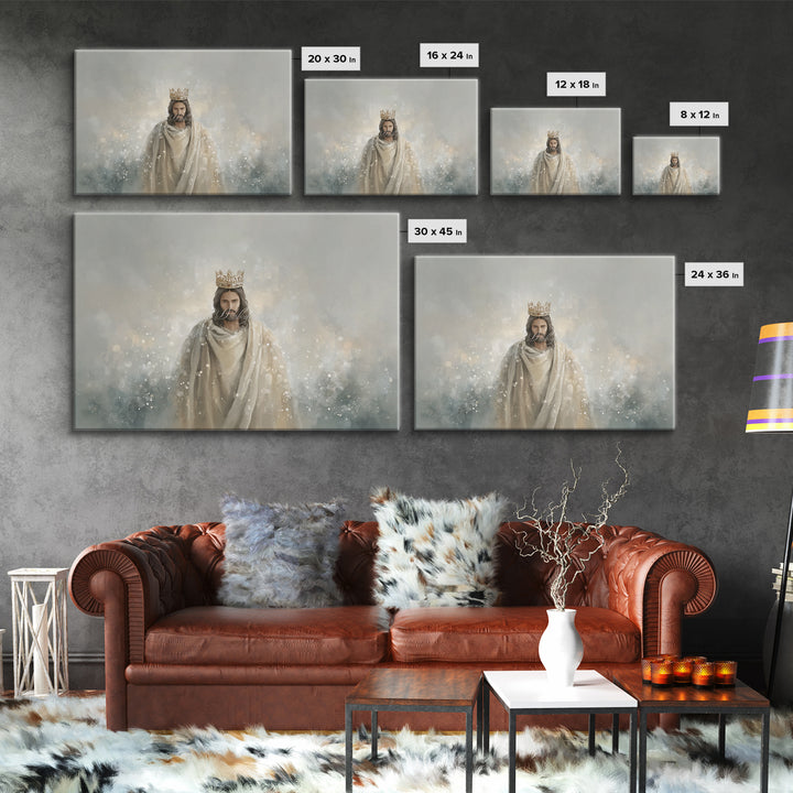 King Of All, Framed Canvas Print, Christian Wall Art, Christian Art Canvas, Christian Painting, Christian Art Gift, Large Jesus Painting