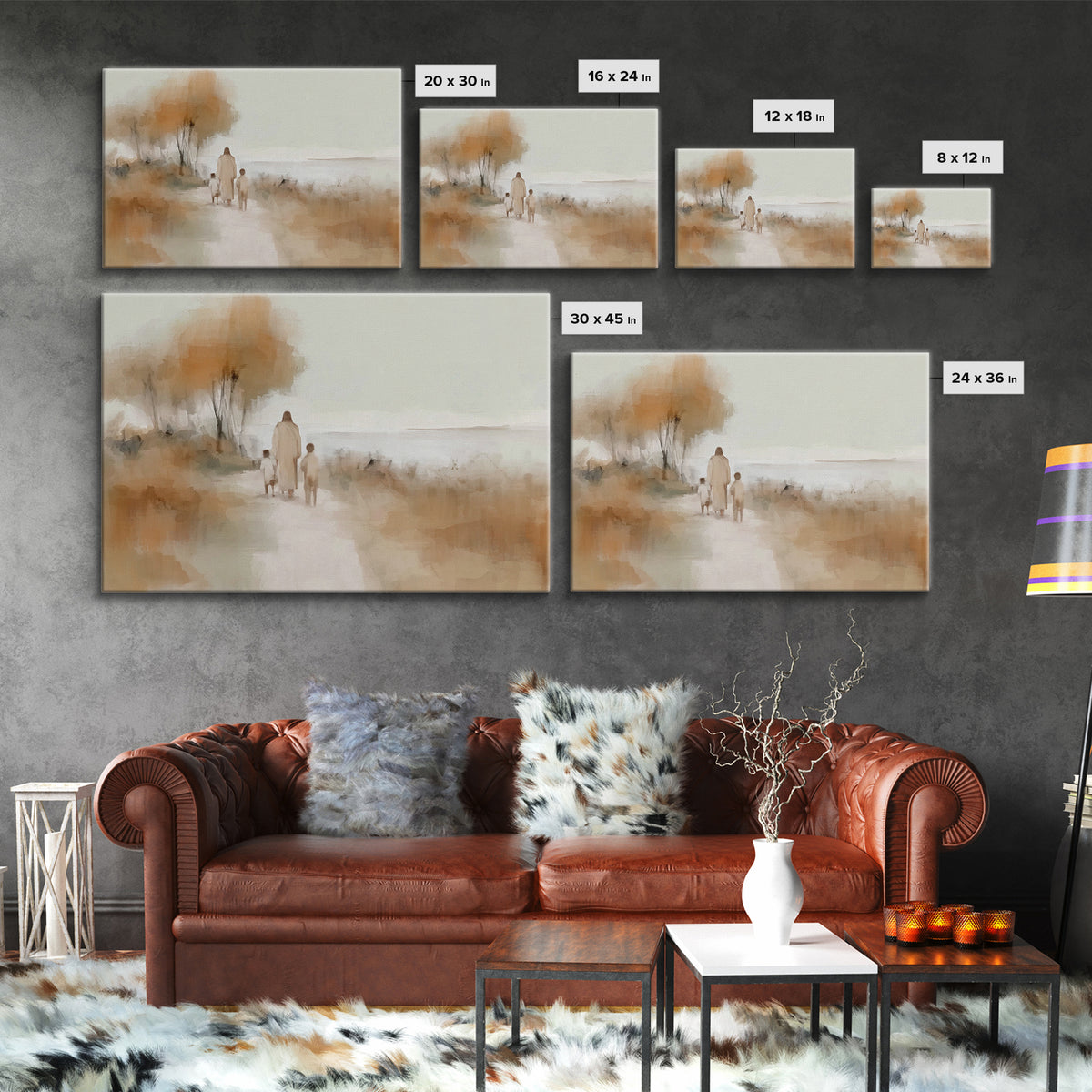 Autumn Walk Grace | Framed Canvas Print | Christian Art Canvas | Christian Wall Art | Jesus Painting | Christian Gift Ideas | Christian Art