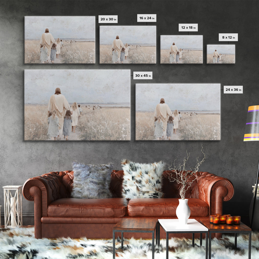 Fields Of Hope – Framed Canvas Print – Christian Art Canvas – Large Jesus Painting – Christian Wall Art – Christian Gift – Vintage Christia