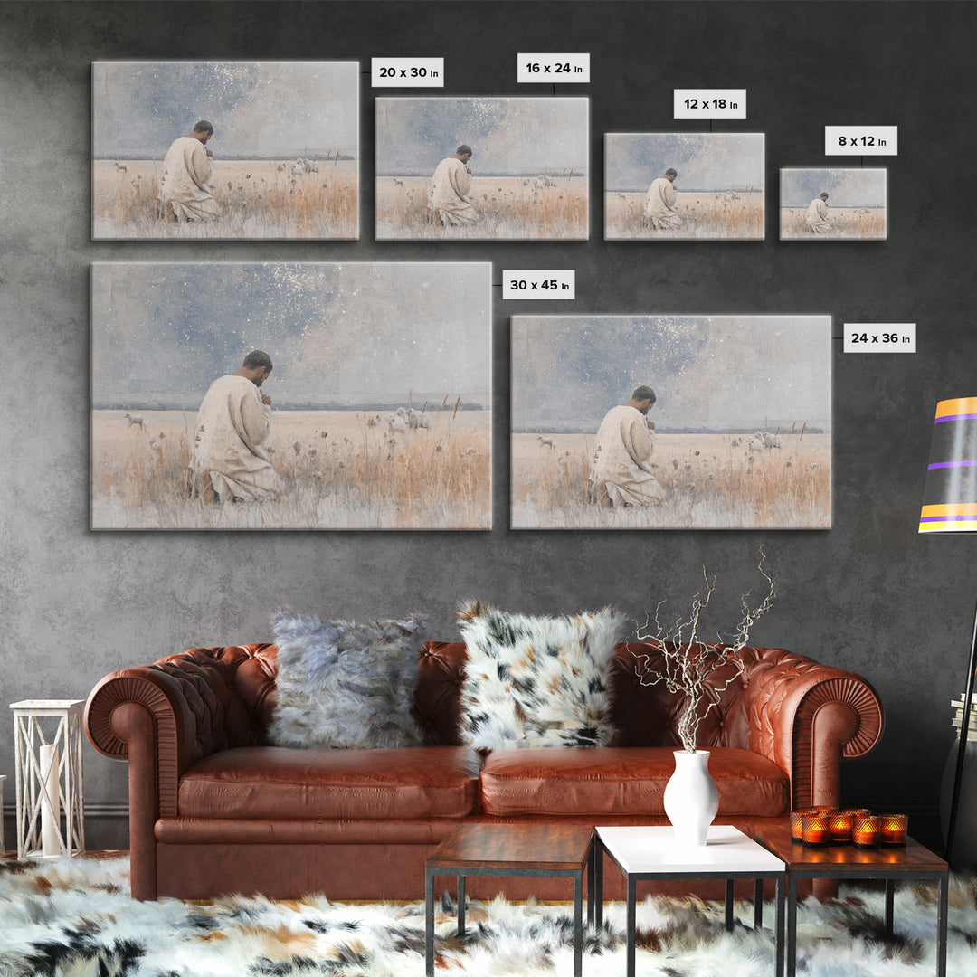 Night Of Prayer – Framed Canvas Print – Christian Wall Art – Jesus Painting – Christian Art Canvas – Vintage Christian Art – Christian Gift