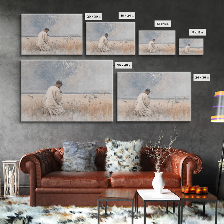 Night Of Prayer – Framed Canvas Print – Christian Wall Art – Jesus Painting – Christian Art Canvas – Vintage Christian Art – Christian Gift