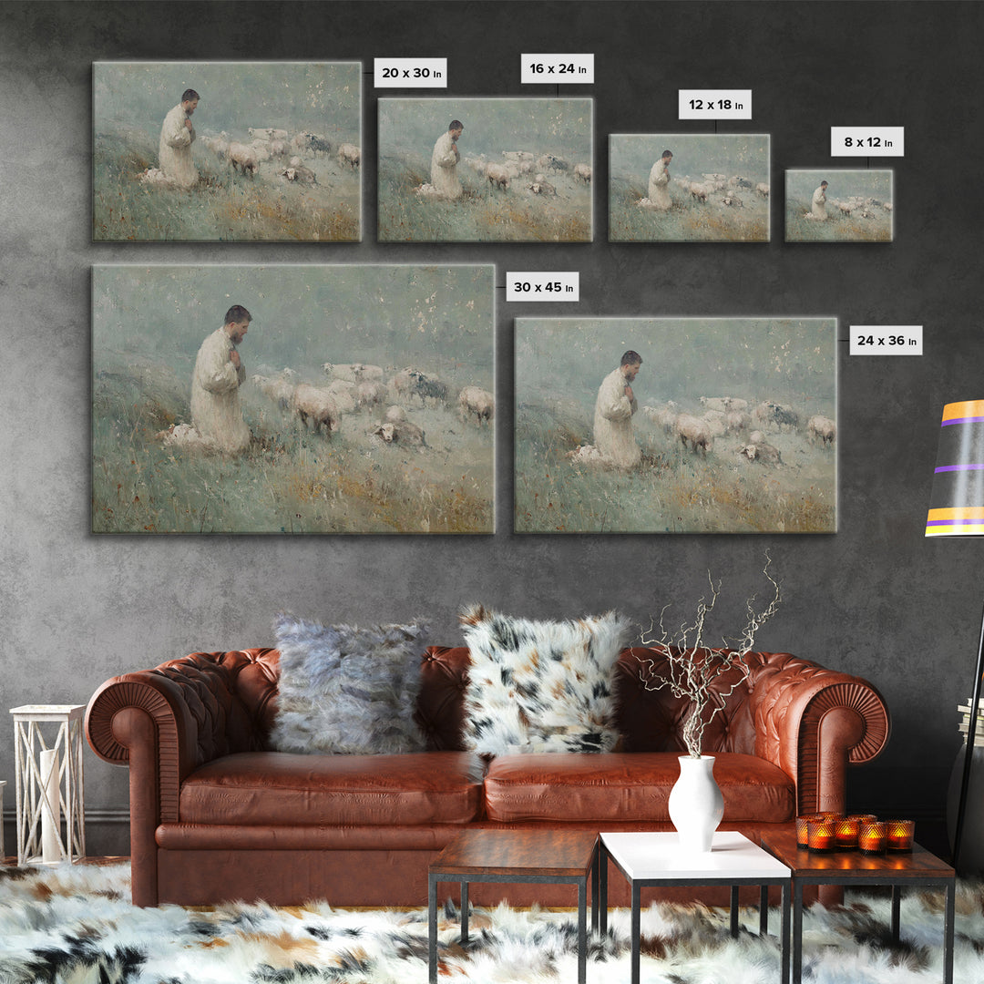 Meadow Prayer – Framed Canvas Print – Christian Art Canvas – Christian Wall Art – Subtle Christian Art – Christian Painting – Christian Gif