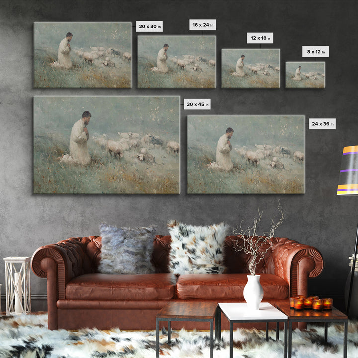 Meadow Prayer – Framed Canvas Print – Christian Art Canvas – Christian Wall Art – Subtle Christian Art – Christian Painting – Christian Gif