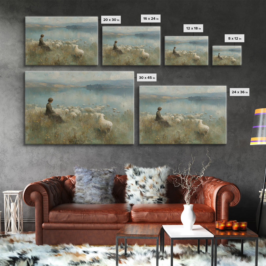 Lake Of Calm – Framed Canvas Print – Christian Wall Art – Christian Art Canvas – Christian Painting – Vintage Christian Art – Christian Gif