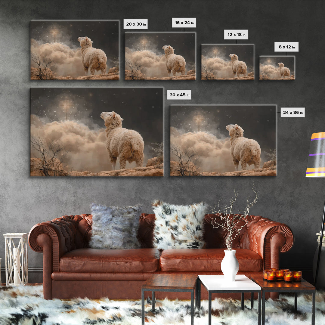Faithful Pasture Light | Framed Canvas Print | Jesus Painting | Christian Wall Art | Christian Gift Ideas | Christian Art Canvas | Christma