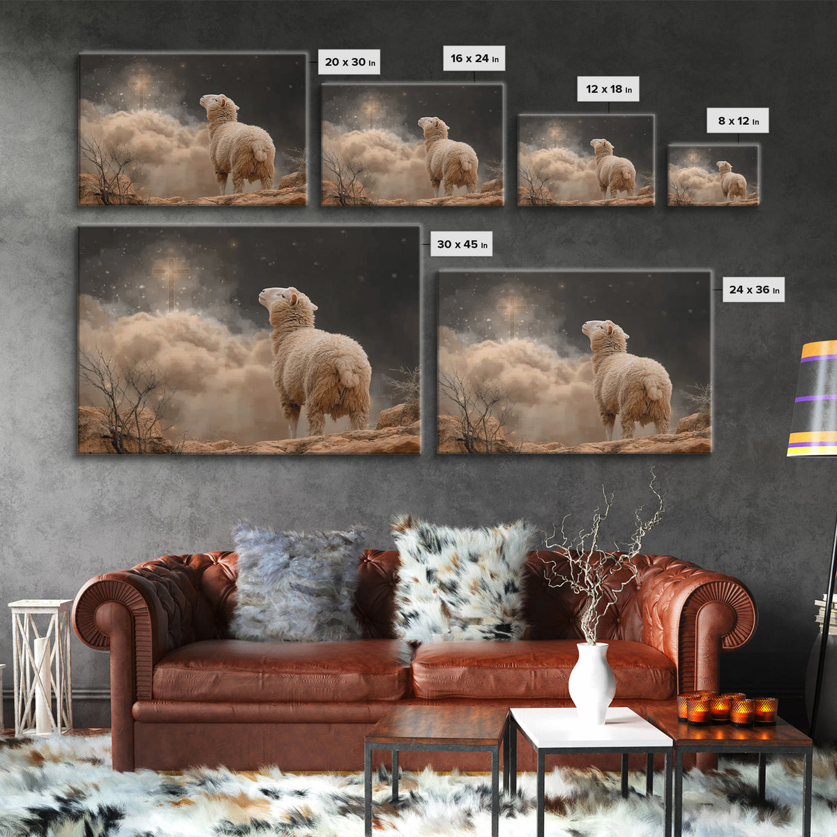 Faithful Pasture Light | Framed Canvas Print | Jesus Painting | Christian Wall Art | Christian Gift Ideas | Christian Art Canvas | Christma