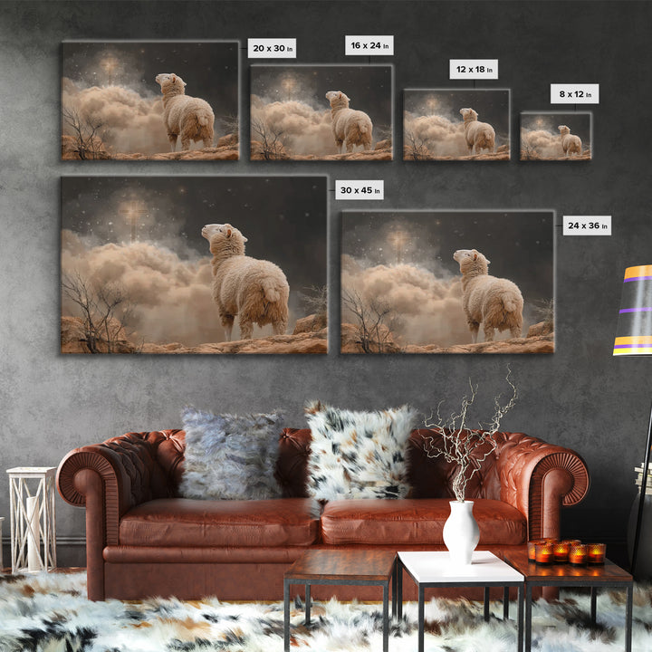 Faithful Pasture Light | Framed Canvas Print | Jesus Painting | Christian Wall Art | Christian Gift Ideas | Christian Art Canvas | Christma