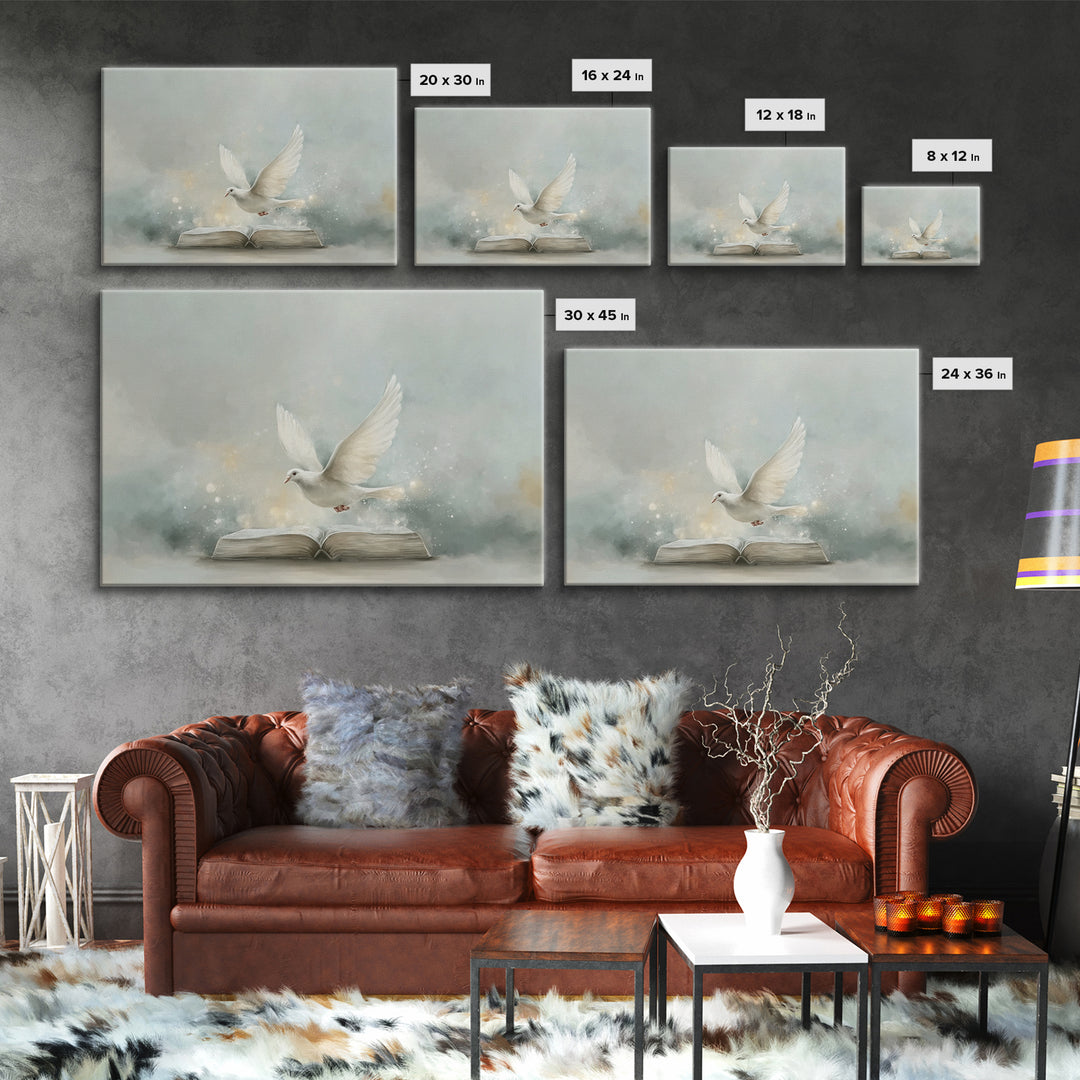 Dove Of Grace, Framed Canvas Print, Christian Art Canvas, Christian Wall Art, Christian Gift Ideas, Modern Christian Art, Christian Paintin