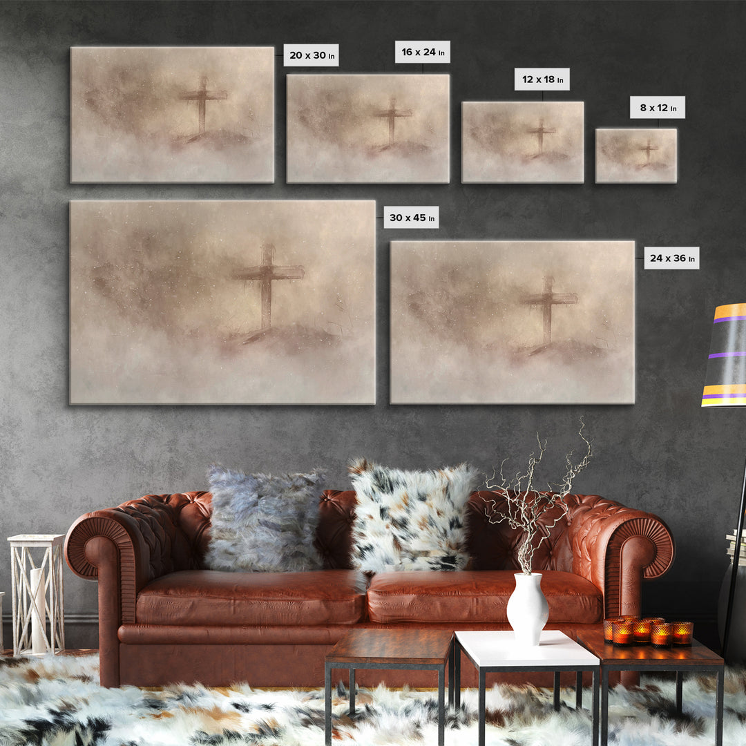 Silent Cross Snow – Framed Canvas Print – Christian Art Canvas – Christian Wall Art – Christian Christmas Art – Christian Gift Ideas – Subt