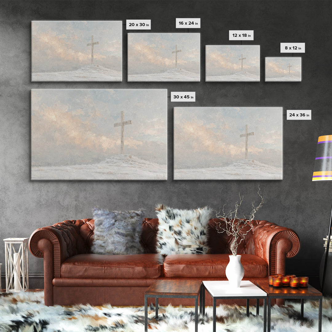 Winter Cross Hope – Framed Canvas Print – Christian Wall Art – Christian Art Canvas – Christian Christmas Art – Christian Gift Ideas – Subt