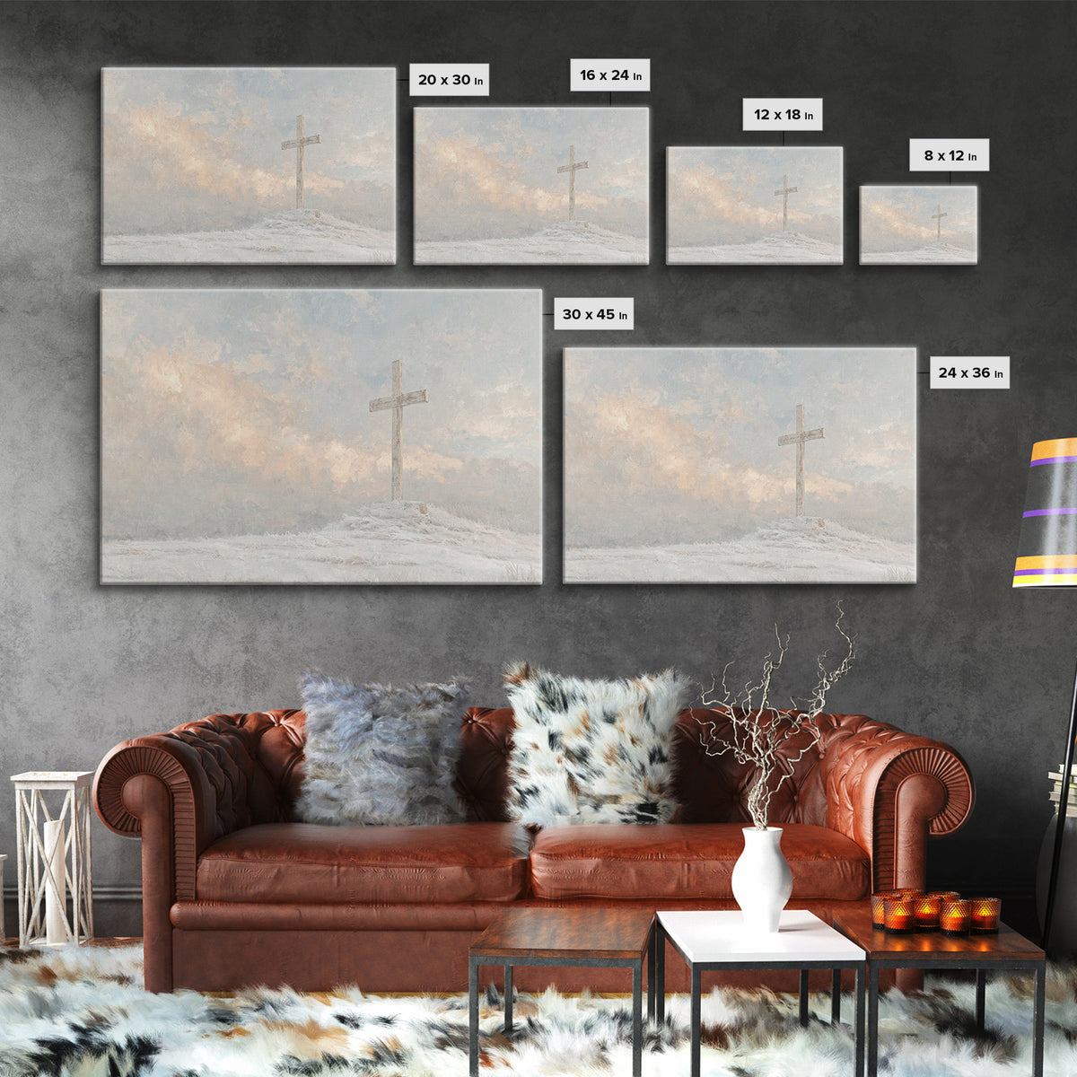 Winter Cross Hope – Framed Canvas Print – Christian Wall Art – Christian Art Canvas – Christian Christmas Art – Christian Gift Ideas – Subt