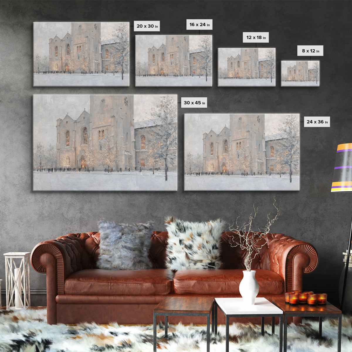 Evening Mass Arrival – Framed Canvas Print – Christmas Wall Art – Christian Art Canvas – Christian Christmas Art – Framed Christmas Art – C