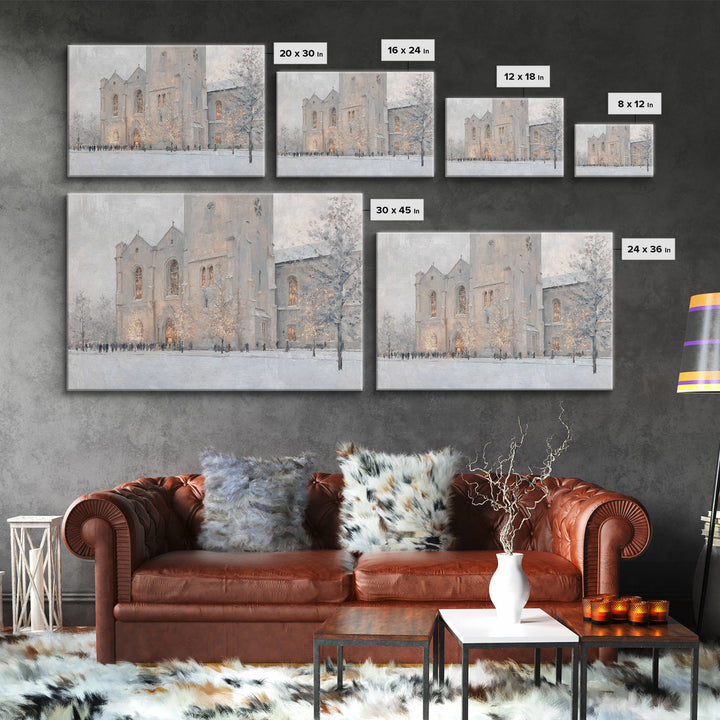 Evening Mass Arrival – Framed Canvas Print – Christmas Wall Art – Christian Art Canvas – Christian Christmas Art – Framed Christmas Art – C