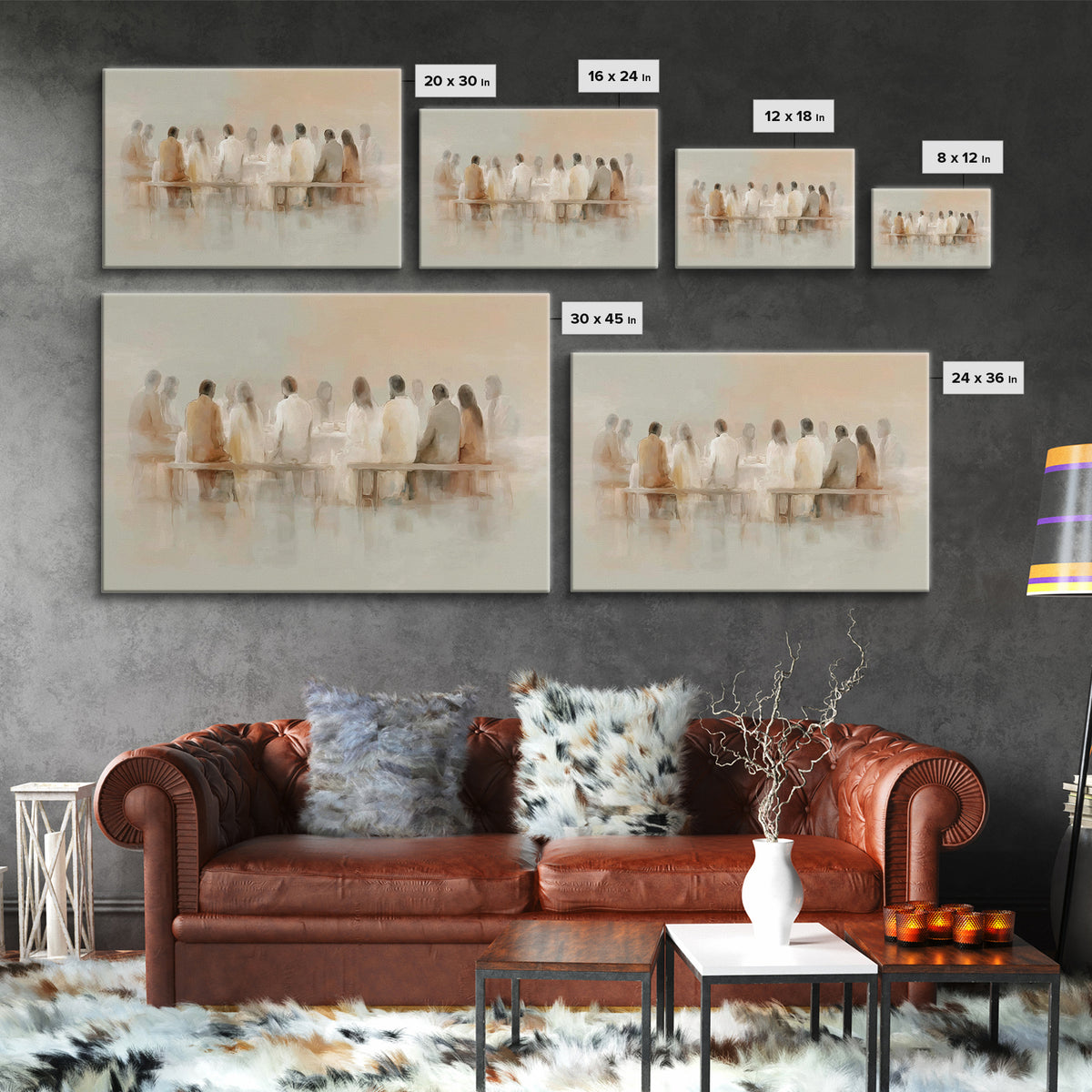 Holy Evening Communion, Framed Canvas Print, Christian Wall Art, Christian Art Canvas, Subtle Christian Art, Jesus Painting, Christian Chri