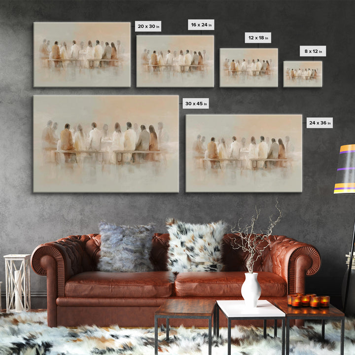 Holy Evening Communion, Framed Canvas Print, Christian Wall Art, Christian Art Canvas, Subtle Christian Art, Jesus Painting, Christian Chri