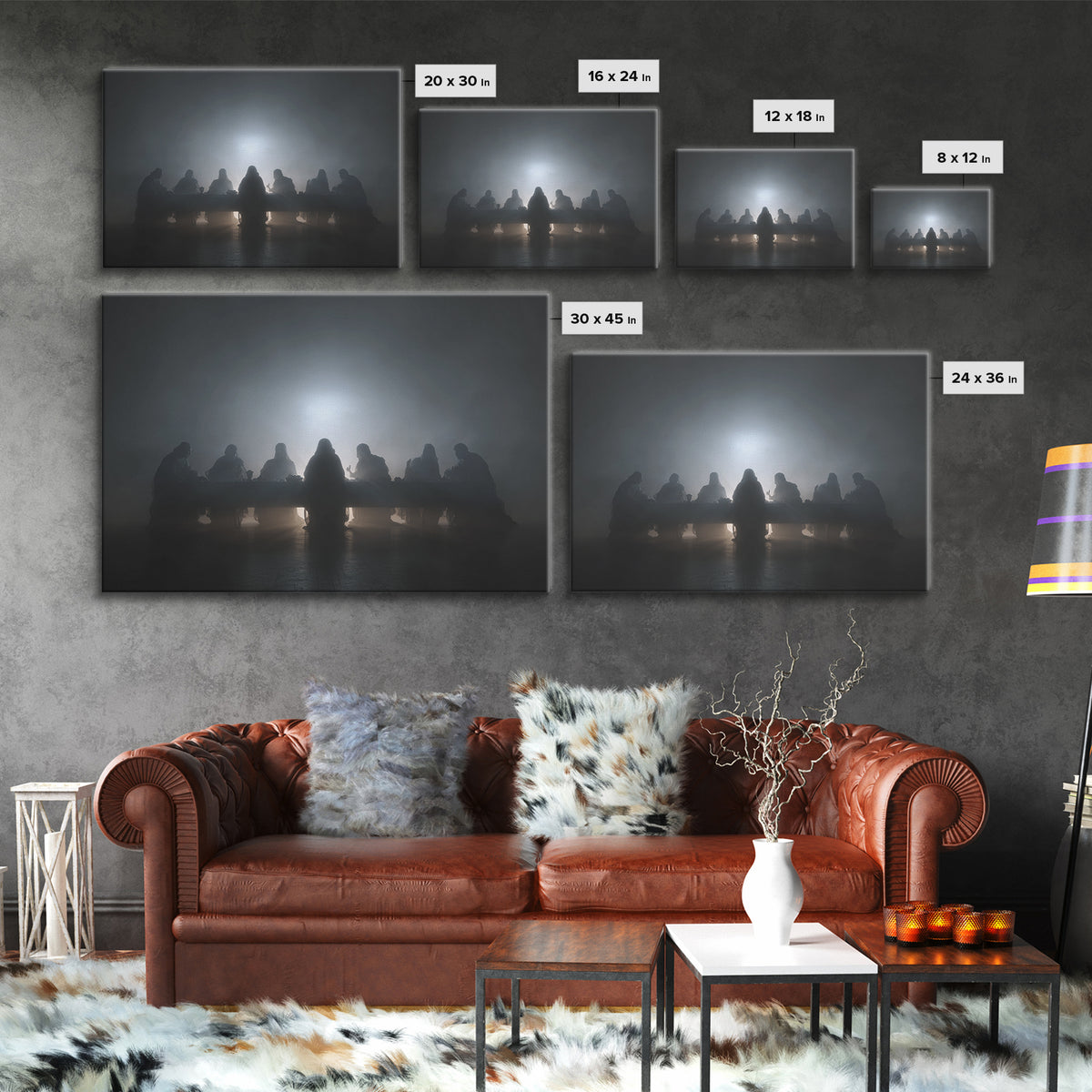 Clouded Supper Reverence – Framed Canvas Print – Christian Wall Art – Abstract Christian Art – Jesus Painting – Christian Art Canvas – Chri