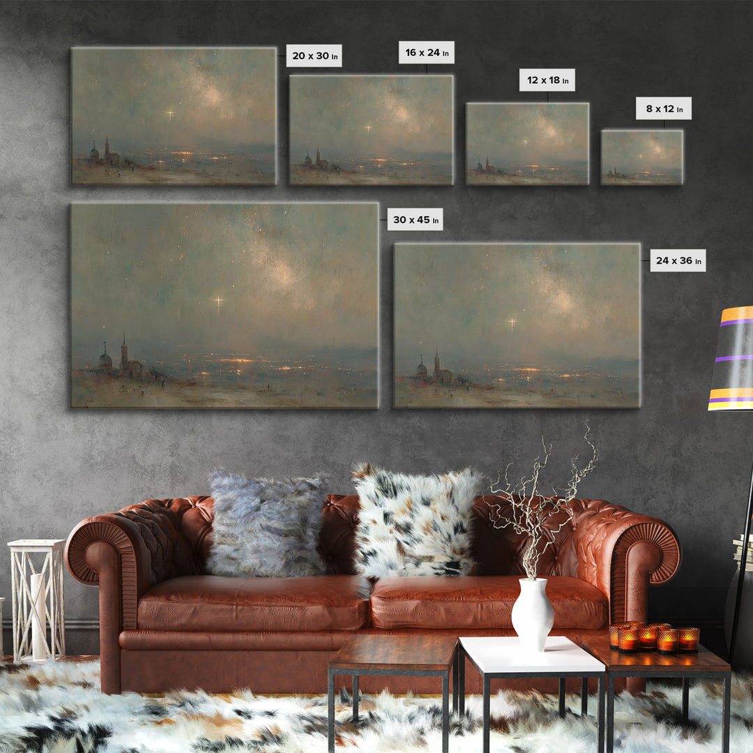 Horizon Star Promise, Framed Canvas Print, Christian Wall Art, Christian Art Canvas, Christmas Art, Christian Christmas Art, Subtle Christi