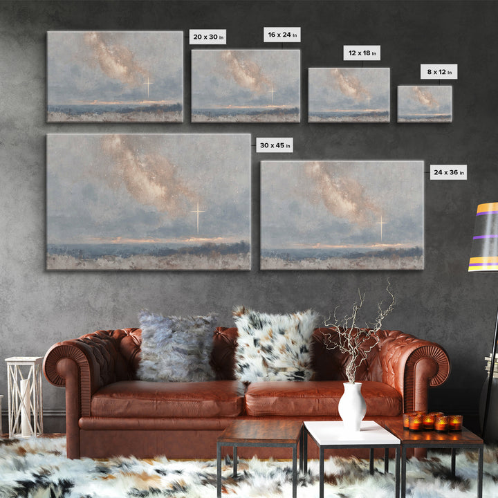 Celestial Cross Light – Framed Canvas Print – Christian Wall Art – Christian Art Canvas – Christian Art – Christian Painting – Christian Gi