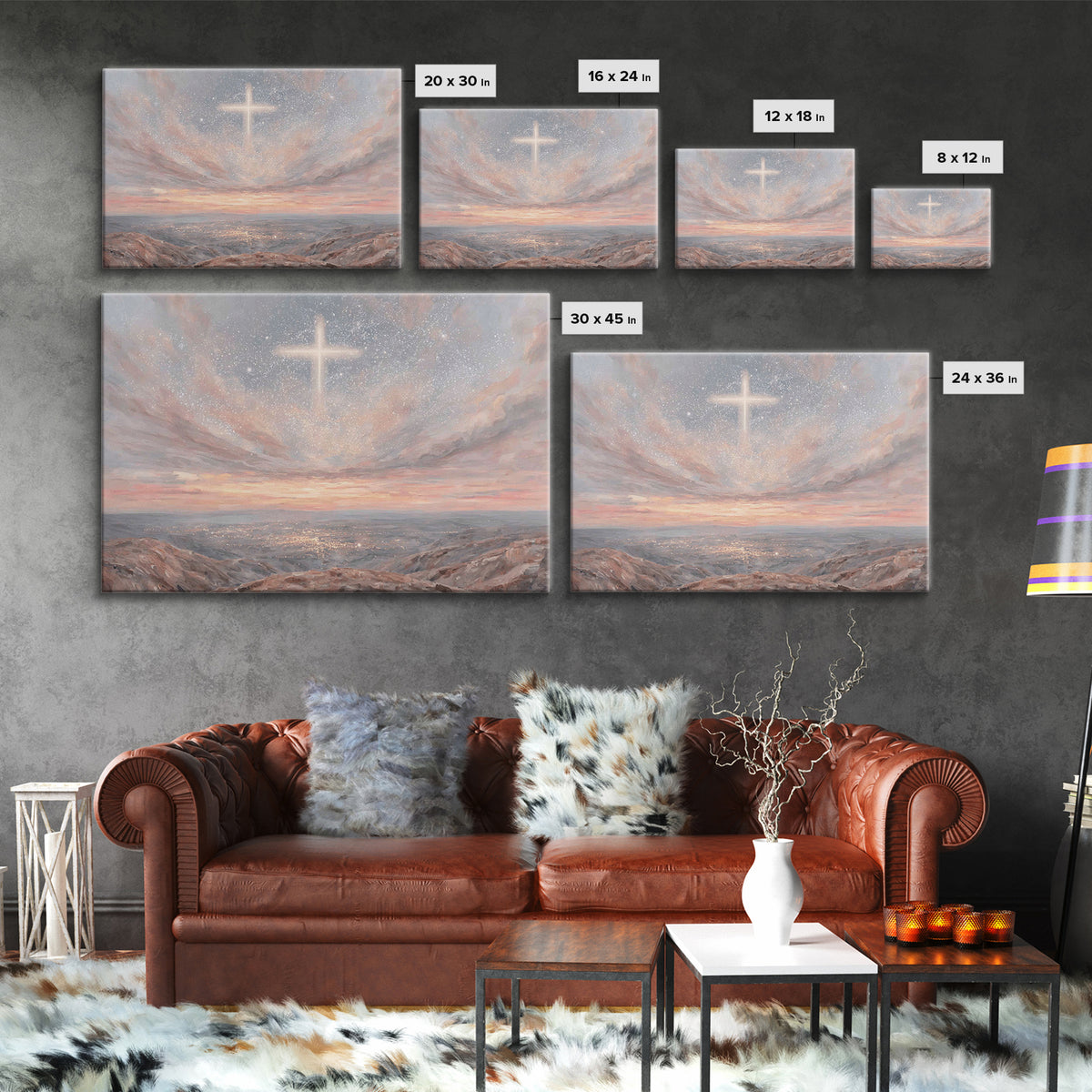 Heaven’s Cross Light – Framed Canvas Print – Christian Wall Art – Christian Art Canvas – Christmas Art – Christian Christmas Art – Subtle C