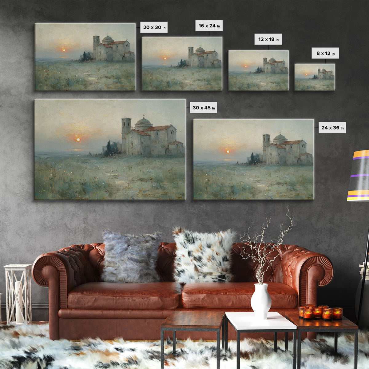 Sunrise By The Chapel – Framed Canvas Print – Christian Wall Art – Christian Art Canvas – Vintage Christian Art – Christian Art Prints – Ch