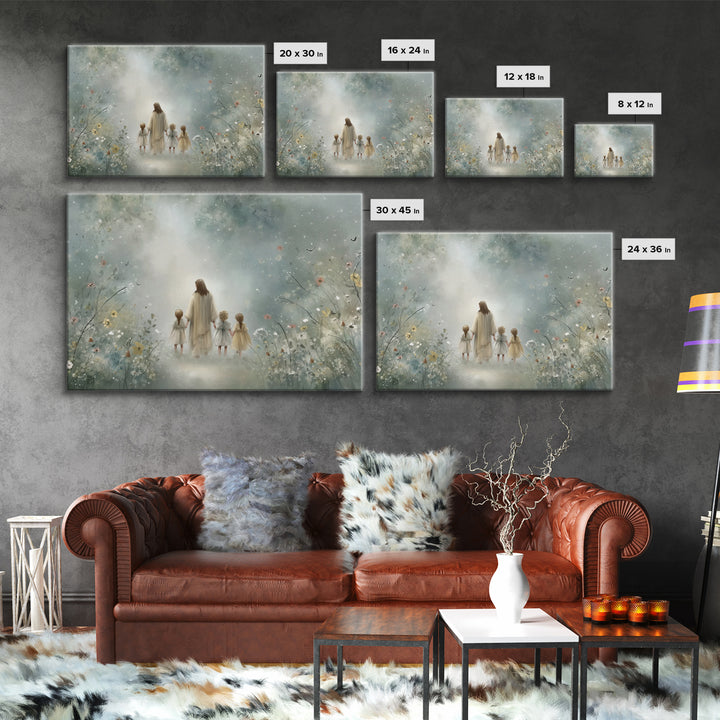 Blossoms Of Heaven, Framed Canvas Print, Christian Art Print, Jesus Painting Canvas, Subtle Christian Art, Christian Wall Art, Christian Gi
