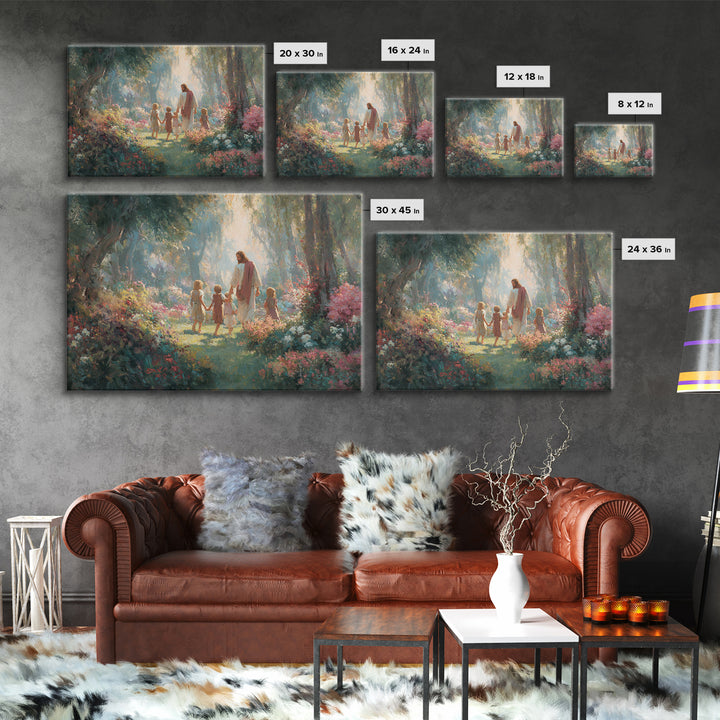 Radiant Garden Grace – Framed Canvas Print – Christian Art Canvas – Jesus Painting – Christian Decorations – Modern Christian Art – Christi