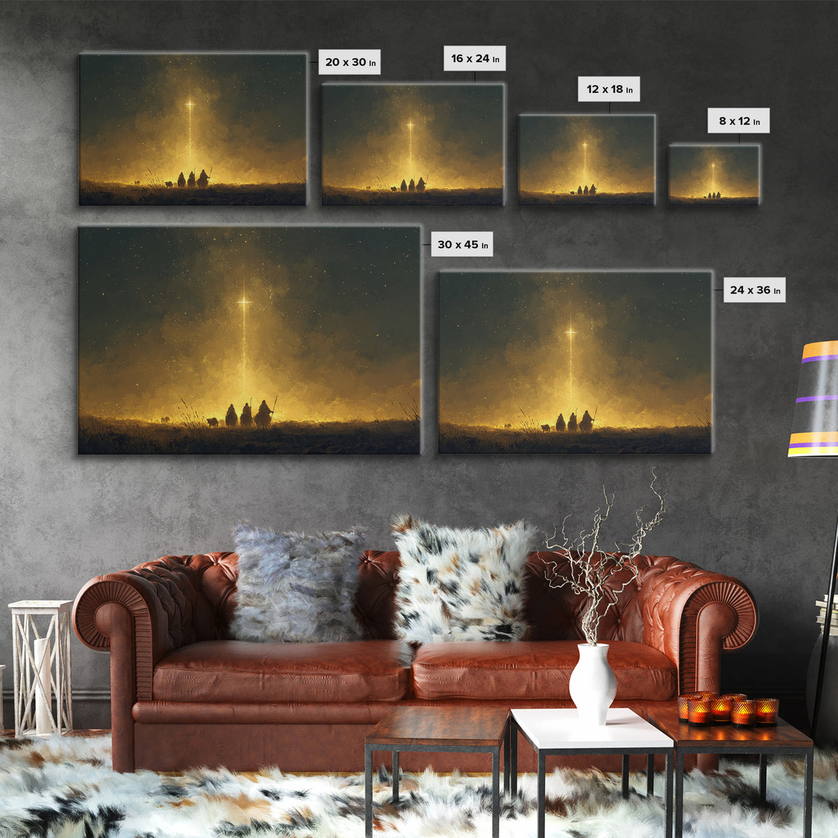 Guiding Star Path – Framed Canvas Print – Christmas Art Prints – Christian Art Canvas – Christian Christmas Decor – Modern Christmas Art –