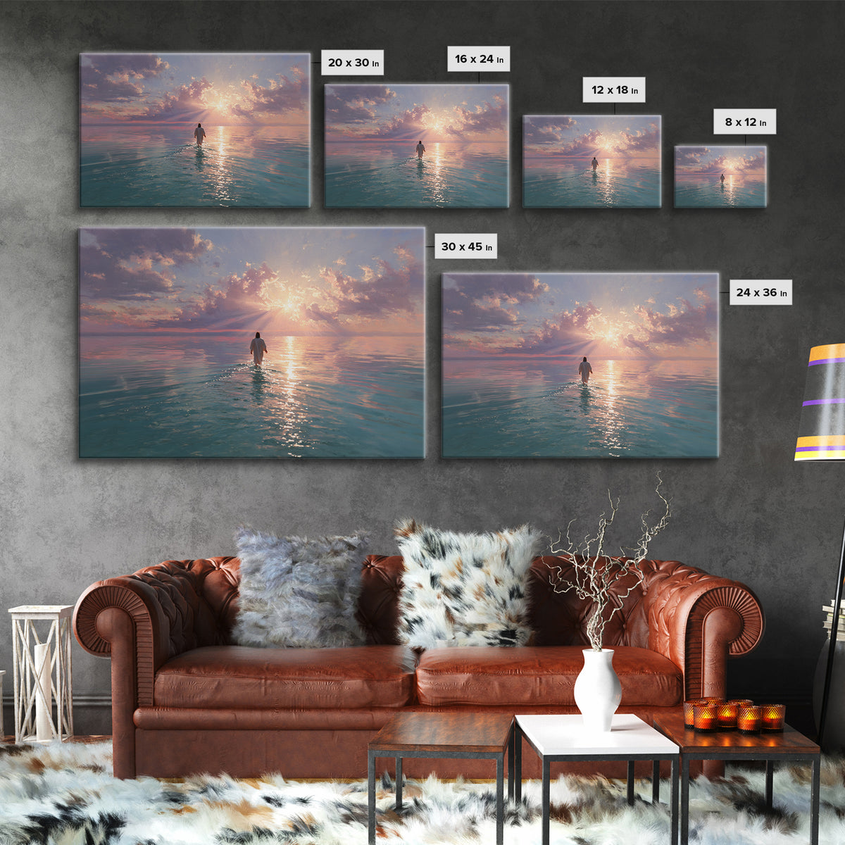 Radiant Sea Hope - Framed Canvas Print - Jesus Painting - Christian Wall Art - Christian Art Canvas - Christian Gift Ideas - Modern Christi