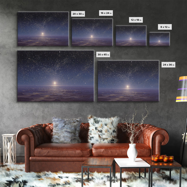 Heavenly Night Glow, Framed Canvas Print, Christian Wall Art, Christmas Canvas Wall Art, Christian Art Painting, Christmas Art Work, Christ
