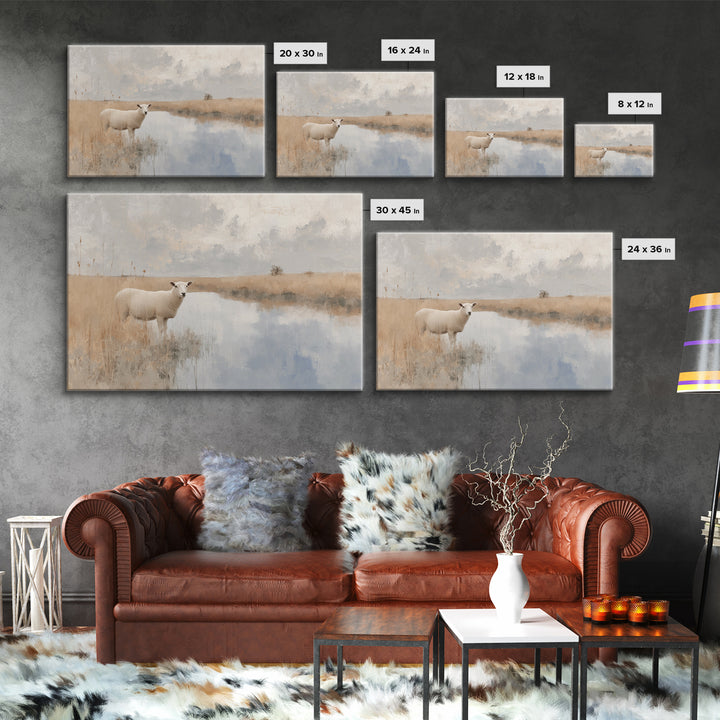 Quiet Shepherd Lamb - Framed Canvas Print - Christian Wall Art - Christian Art Canvas - Christian Painting - Subtle Christian Art
