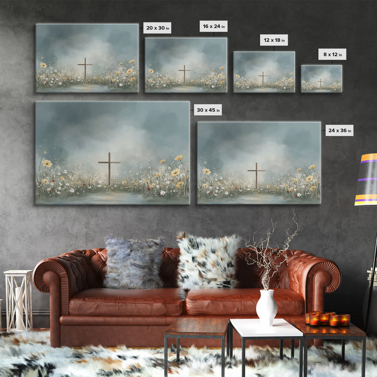 Blooming Cross Light, Framed Canvas Print, Christian Art Canvas, Christian Wall Art, Modern Christian Art, Christian Painting