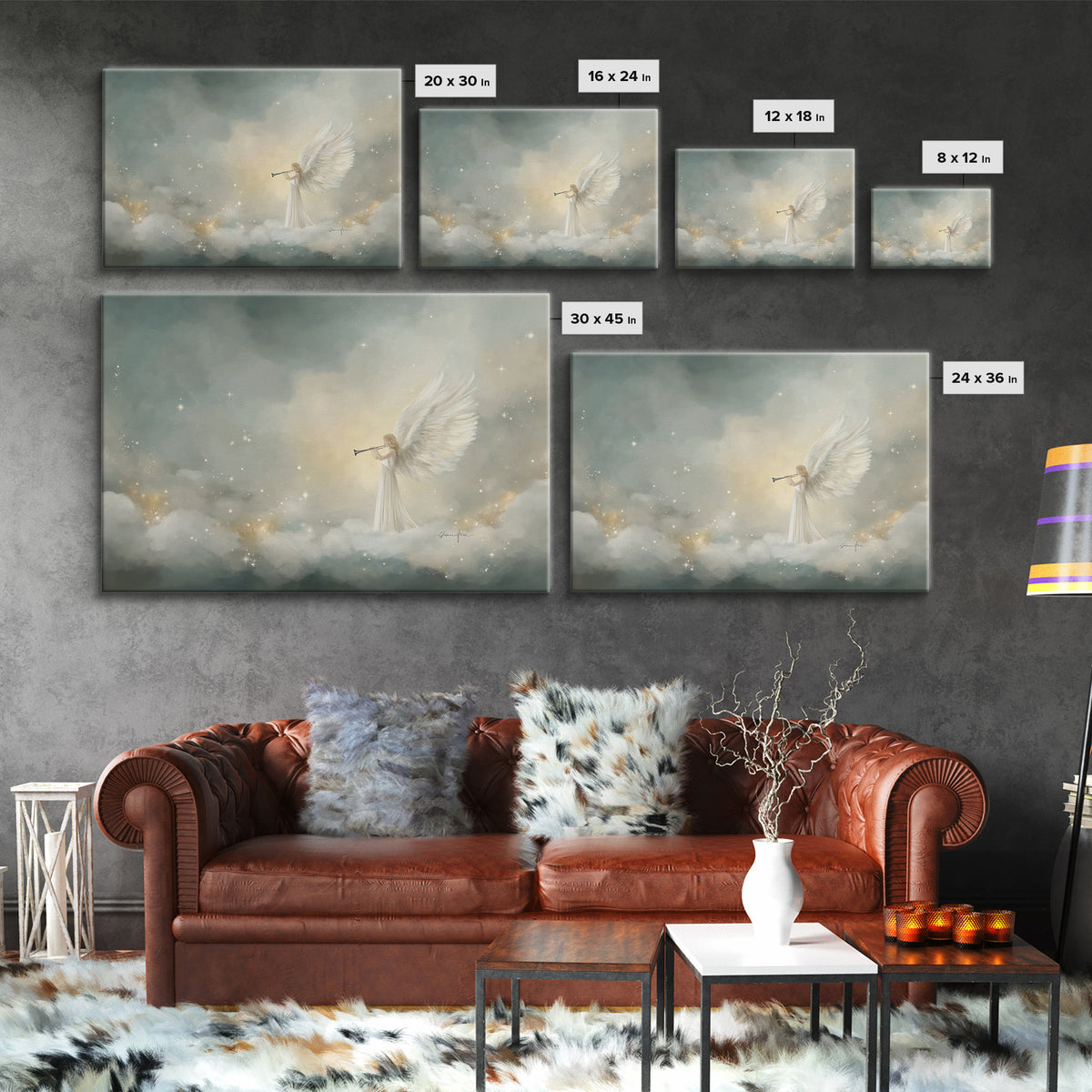 Heavenly Announcer – Framed Canvas Print – Christian Wall Art – Christian Art Canvas – Christmas Art – Christian Christmas Art – Christian