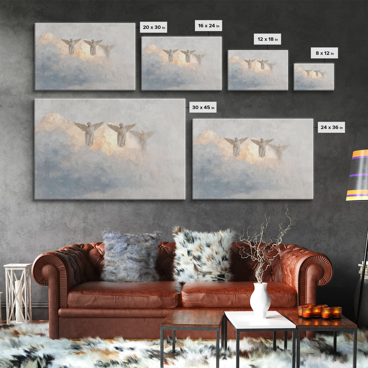 Cloudborne Guardians – Framed Canvas Print – Christian Art – Christian Christmas Art – Christian Wall Art – Christian Art Canvas – Christia