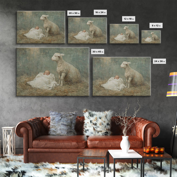 Lamb Of Dawn | Framed Canvas Print | Christian Wall Art | Christian Art Canvas | Subtle Christian Art | Christian Christmas Art