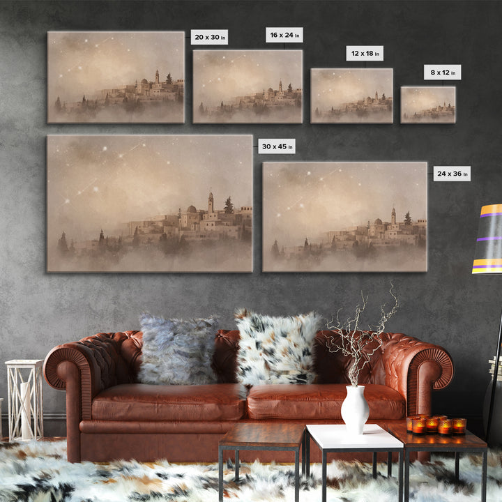 Sacred Dawn Over Bethlehem – Framed Canvas Print – Christian Art Canvas – Christian Wall Art – Christmas Art – Christian Christmas Art