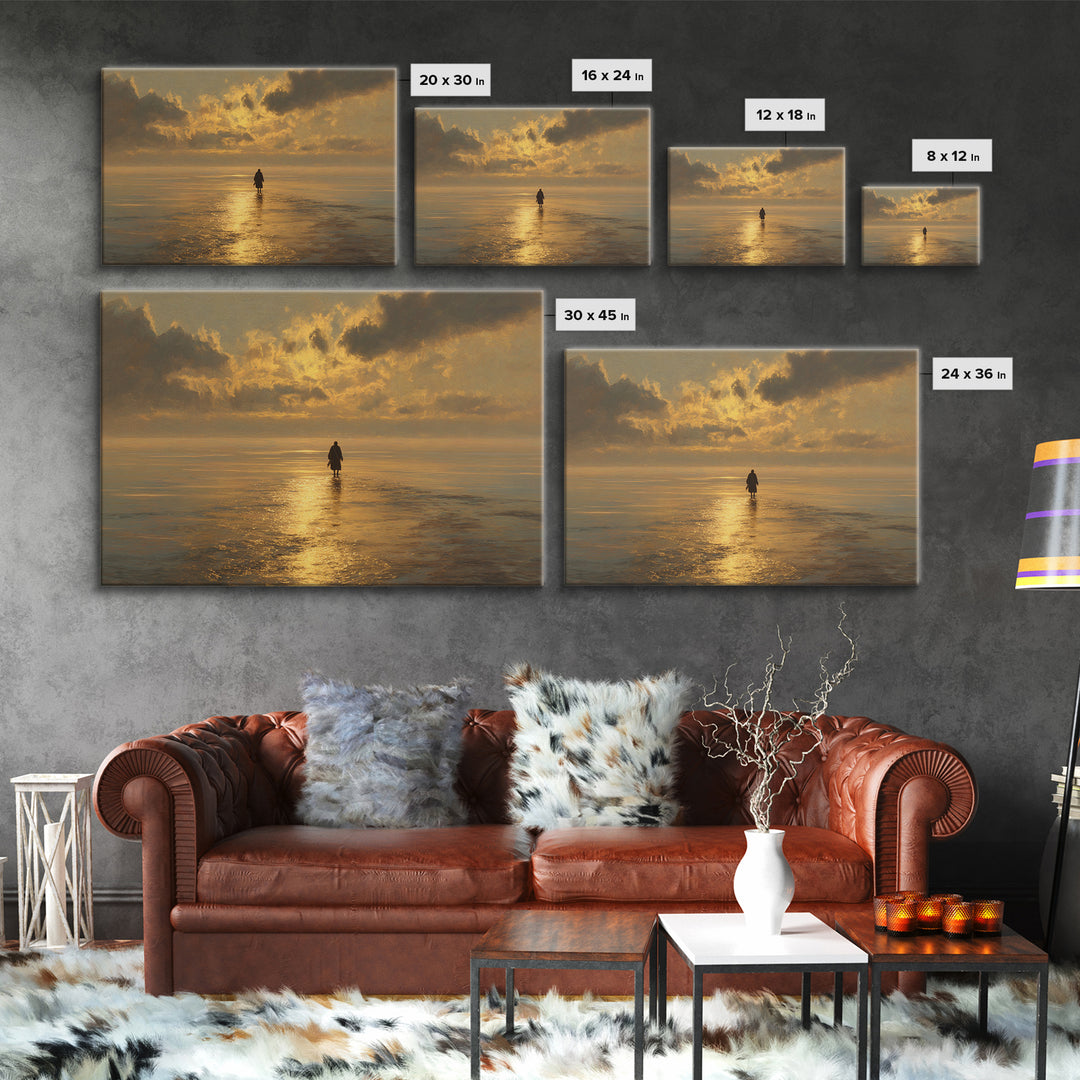 Heavenly Shore – Framed Canvas Print – Jesus Painting – Christian Art Canvas – Christian Wall Art – Christmas Art – Christian Decor