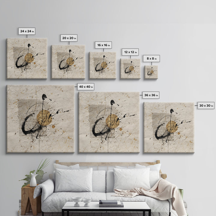 Romantic Handwritten Marks Without Readable Words Canvas Print, Calligraphy Art, Calligraphy, Living Room Decor, Script, CAL-1x1-15