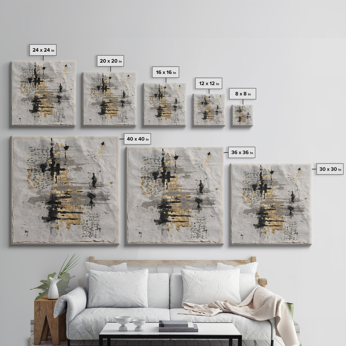 Abstract Prayer Flag of Brush Marks Canvas Print, Calligraphy Art, Printable Wall Art, Living Room Decor, Fine Art, Script, CAL-1x1-23