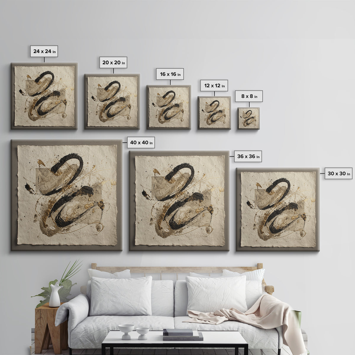 Expressive Musical Rhythm Painted as Ink Strokes Canvas Print, Calligraphy Art, Wall Art Printable, Living Room Decor, Script, CAL-1x1-24