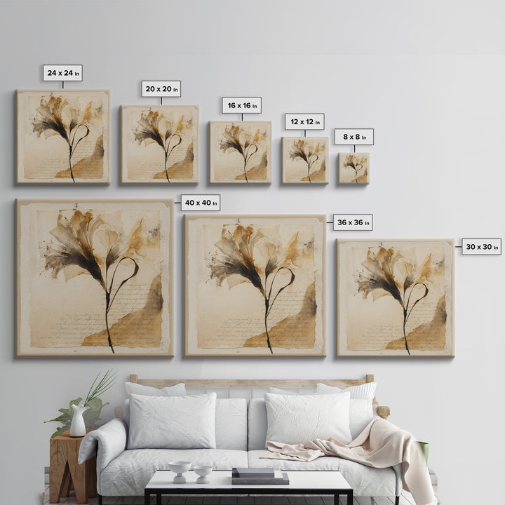 Single Elegant Flourish Shaped Like a Flower Framed Canvas Print, Calligraphy Art, Fine Art Print, Living Room Decor, Script, CAL-1x1-29