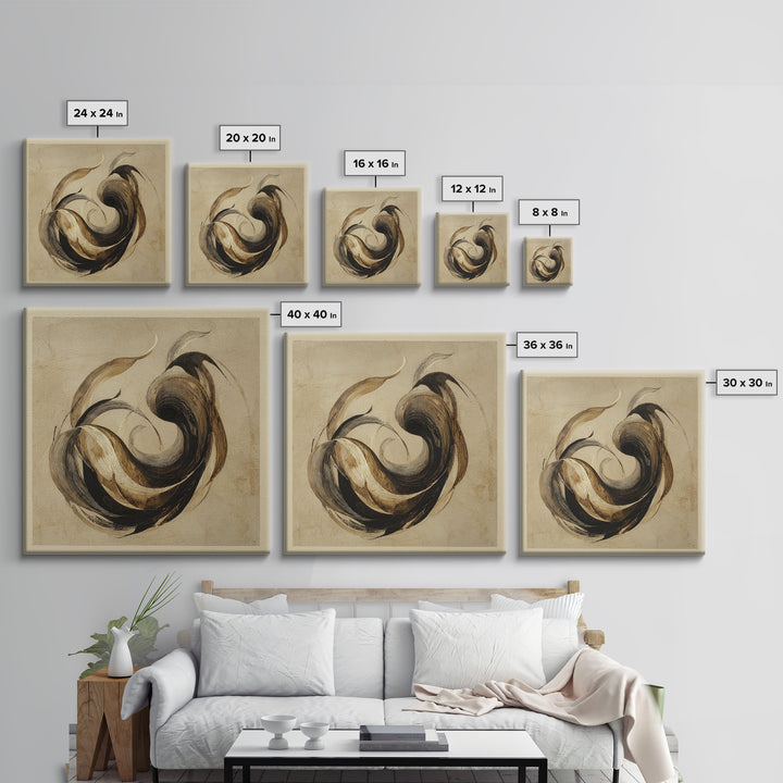 Calligraphic Bird Shape Formed from Flowing Lines Canvas Print, Calligraphy Art, Gallery Decor, Living Room Decor, Script, CAL-1x1-32