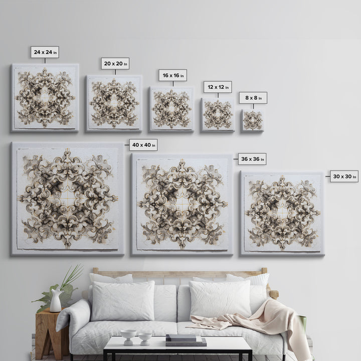 Baroque Scrollwork Made from Looping Pen Strokes Canvas Print, Calligraphy Art, Printable Wall Art, Living Room Decor, Script, CAL-1x1-36